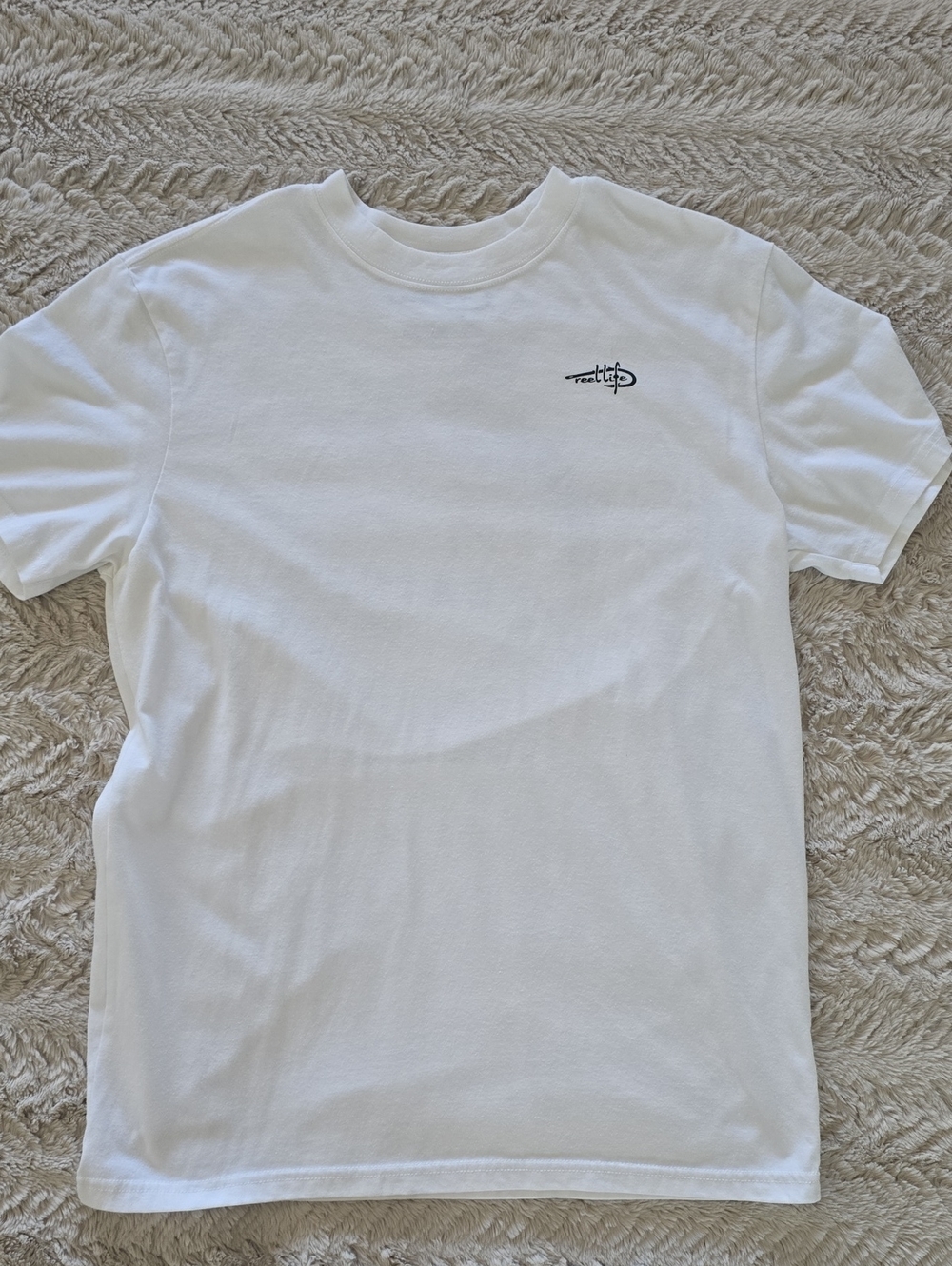 REEL LIFE White Men's T-Shirt with Subtle Chest Logo